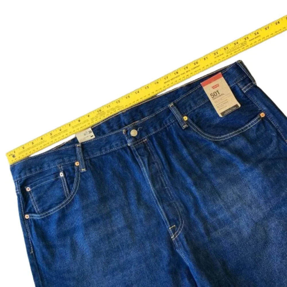 Levi's Men's 501 Original Fit Jeans Straight Leg Button Fly 46x29 Dark Wash NWT